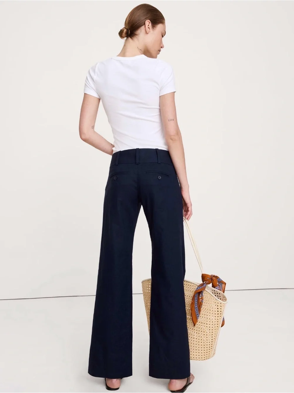 NWT Banana Republic Low Rise Wide Leg Linen Viscose Navy Blue Pant Sz 6 (#899986